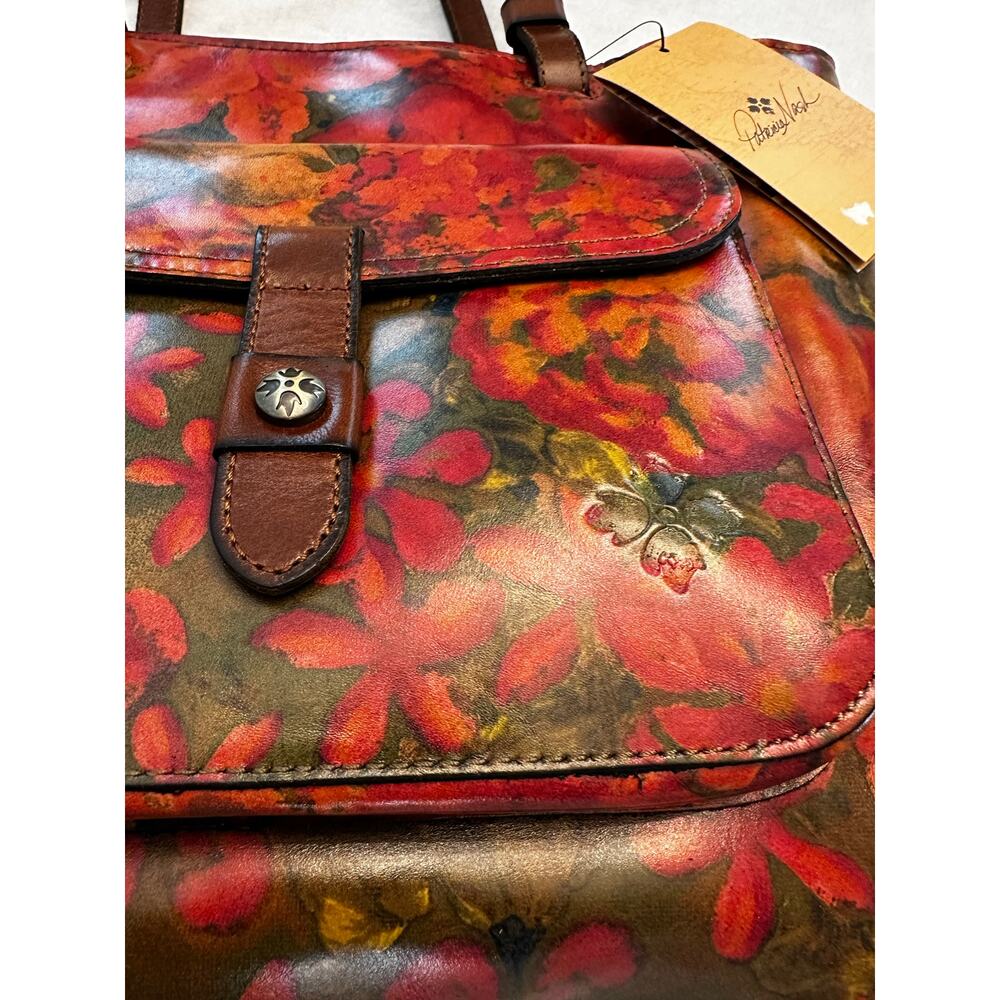 Patricia Nash Large Leather 'Madison' Tote/Shoulder Bag Floral Oil Painting-NEW - Picture 5 of 14